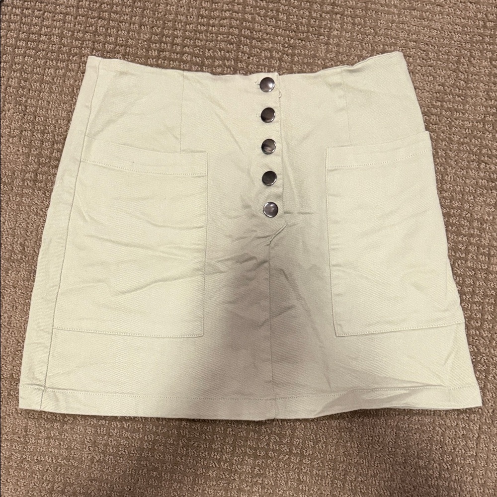 miami Cream Button-Front Mini Skirt